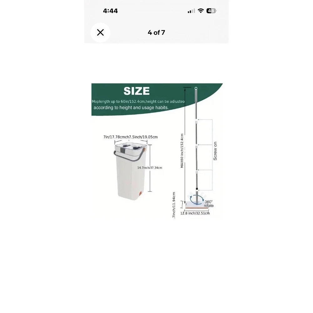 Mop and Bucket Set with Wringer 360° Flat Floor Mop 2 Microfiber Pads Wet & Dry